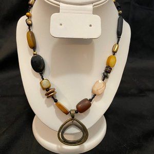 Retired Silpada N1787 Necklace Sterling Silver Pendant Brass Pearl Shell Horn